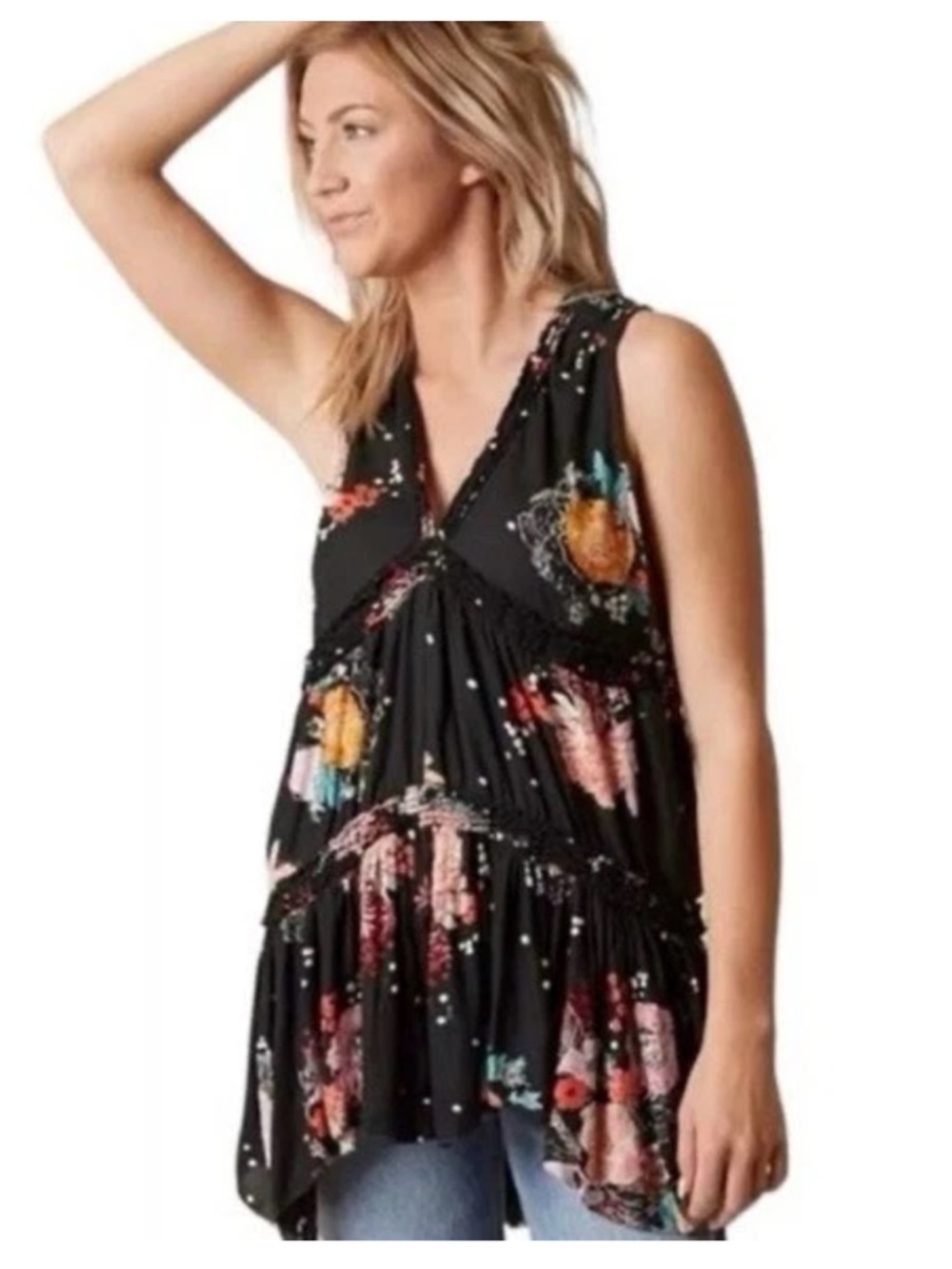 Free People Purple Haze tunic top floral medium
